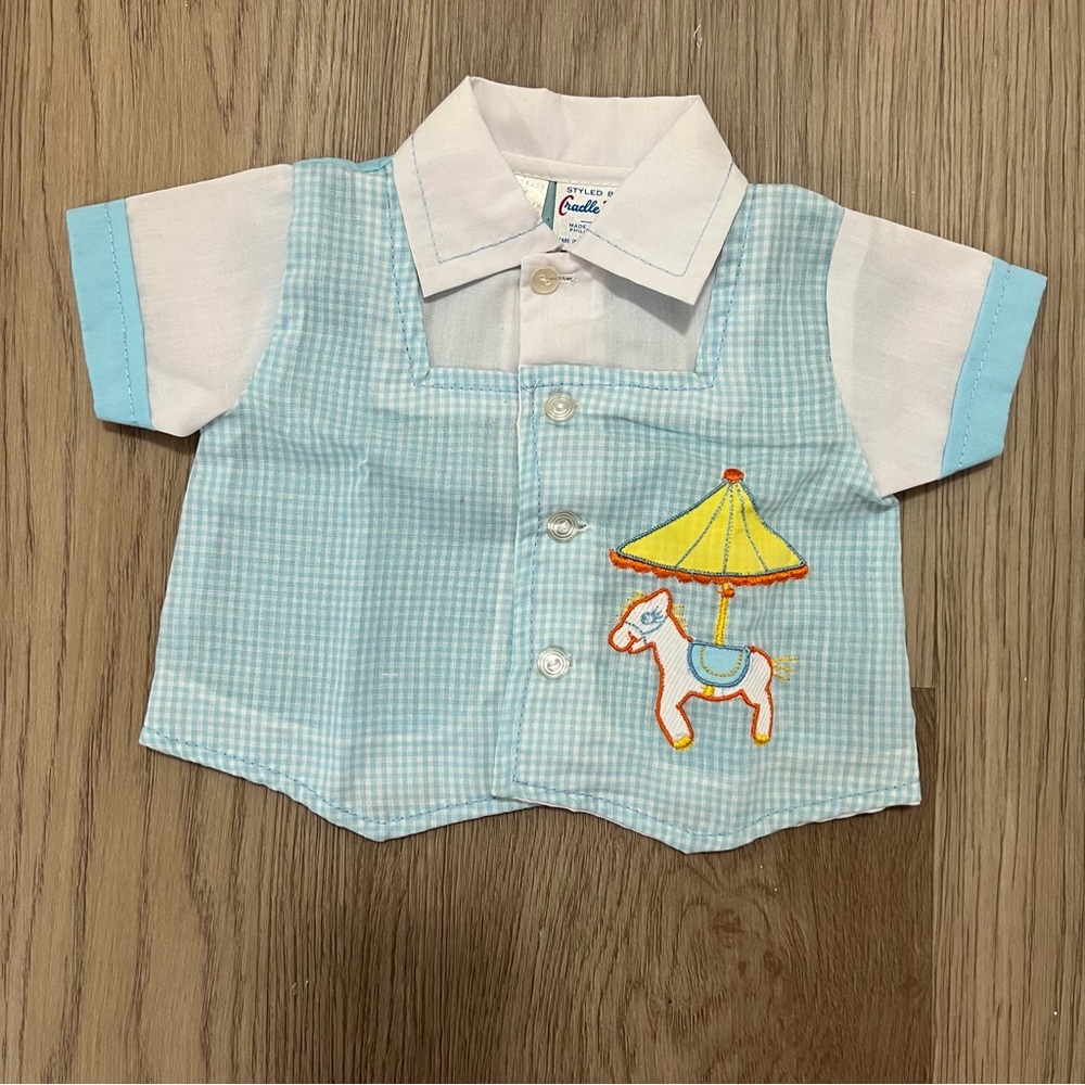 VINTAGE Baby Boys Cradle Togs 0-6 month Button Down Shirt
